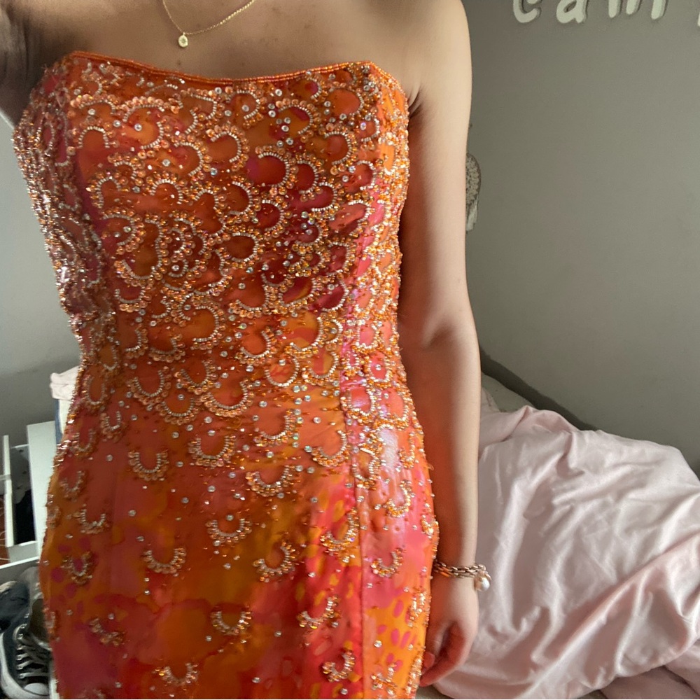 GORGEOUS  orange y2k prom dress